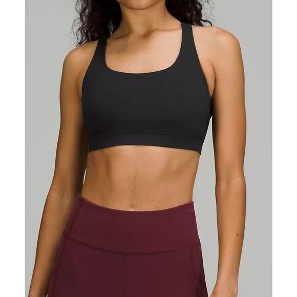 A5 LULULEMON ATHLETICA Medium Support Black Sport Bra With Removable Cups Size 4 - Picture 1 of 5
